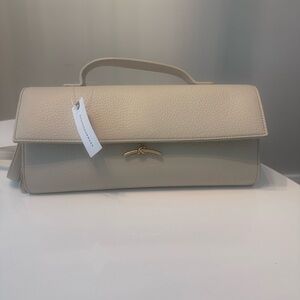 Anthropologie Pebbled East West Cream Handbag
